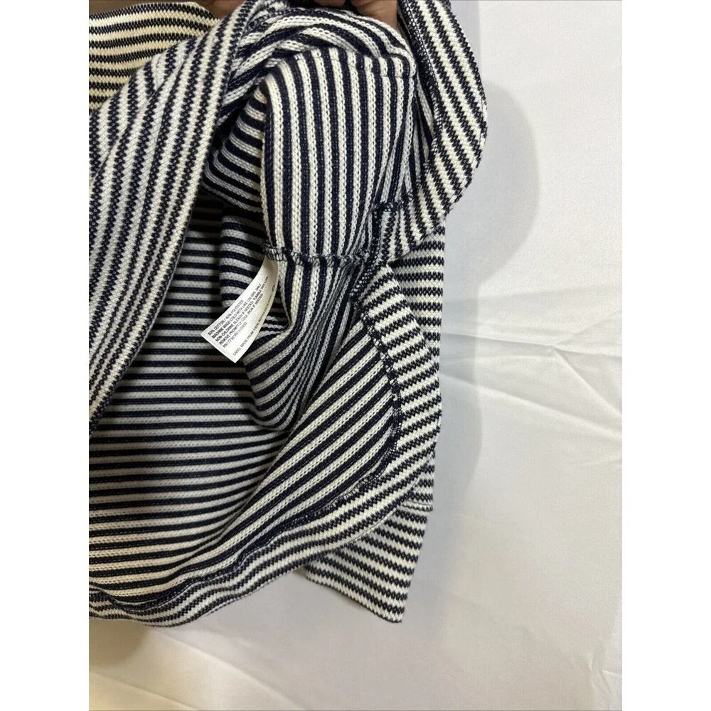 Women’s Striped Knit Hoodie Sweaters Size M Pullover Long Sleeve Casual Tie Neck